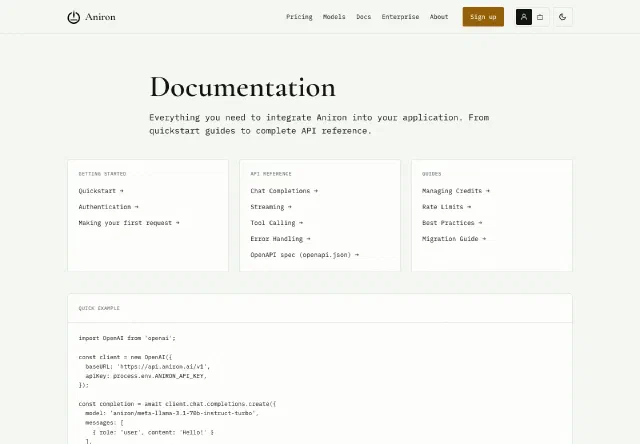 Öffentliche API-Integrationsdokumentation von Aniron. Öffentliche API-Integrationsdokumentation von Aniron.
