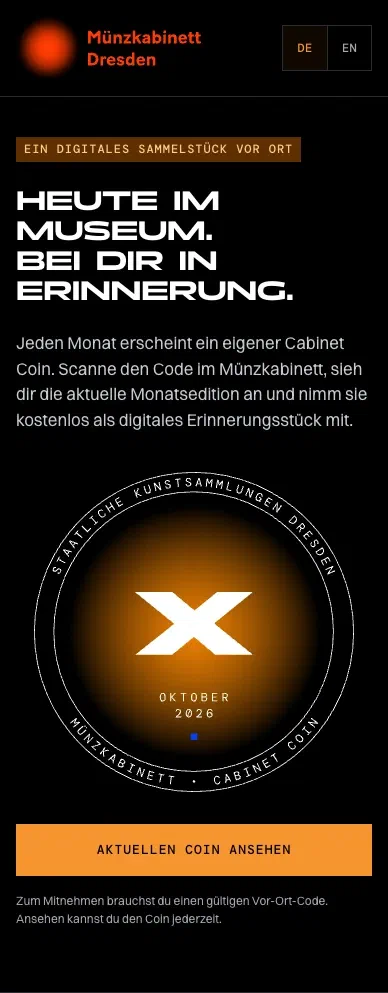 Cabinet Coin Besucherführung in der deutschen mobilen Ansicht