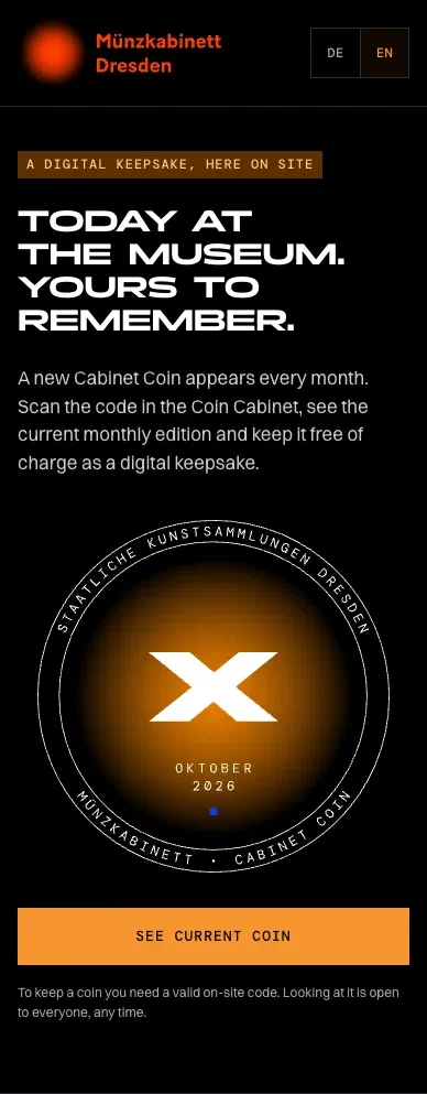 Flujo de visitantes de Cabinet Coin en móvil, interfaz en inglés Flujo de visitantes de Cabinet Coin en móvil, interfaz en inglés