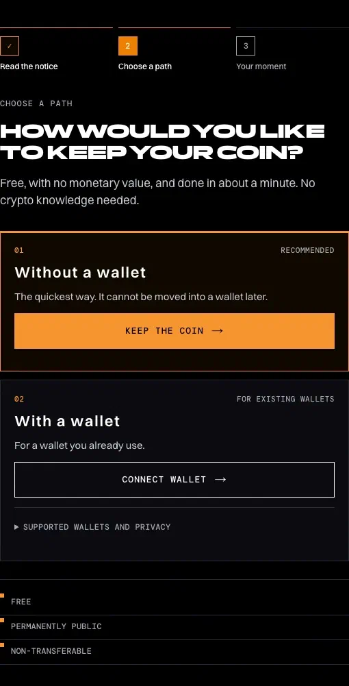 Opciones de Cabinet Coin para obtener la moneda sin cartera o conectar una existente, en inglés Opciones de Cabinet Coin para obtener la moneda sin cartera o conectar una existente, en inglés